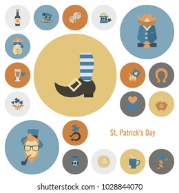 Saint Patricks Day Icon Set. Vector. Clean Work Minimum Points