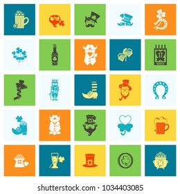 Saint Patricks Day Icon Set. Vector. Clean Work Minimum Points