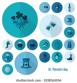 Saint Patricks Day Icon Set. Vector. Clean Work Minimum Points