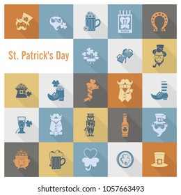 Saint Patricks Day Icon Set. Vector. Clean Work Minimum Points