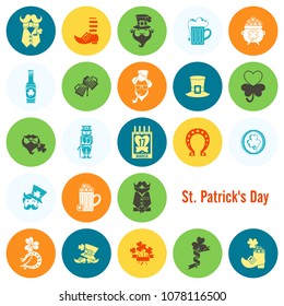 Saint Patricks Day Icon Set. Vector. Clean Work Minimum Points