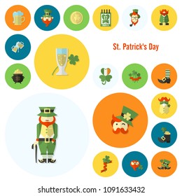 Saint Patricks Day Icon Set. Vector. Clean Work Minimum Points