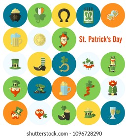 Saint Patricks Day Icon Set. Vector. Clean Work Minimum Points