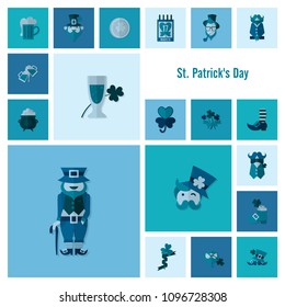 Saint Patricks Day Icon Set. Vector. Clean Work Minimum Points