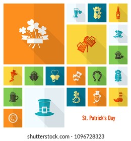 Saint Patricks Day Icon Set. Vector. Clean Work Minimum Points