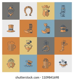 Saint Patricks Day Icon Set. Vector. Clean Work Minimum Points