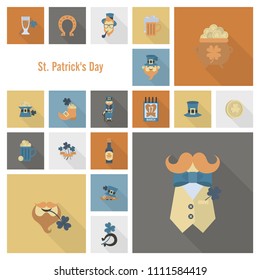 Saint Patricks Day Icon Set. Vector. Clean Work Minimum Points