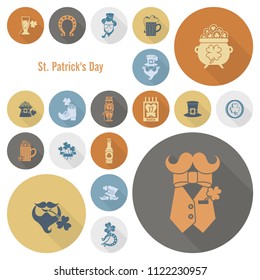 Saint Patricks Day Icon Set. Vector. Clean Work Minimum Points