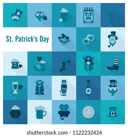 Saint Patricks Day Icon Set. Vector. Clean Work Minimum Points
