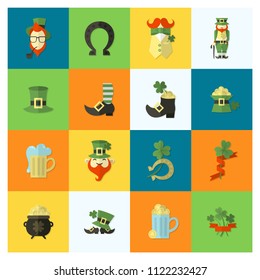 Saint Patricks Day Icon Set. Vector. Clean Work Minimum Points