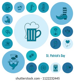 Saint Patricks Day Icon Set. Vector. Clean Work Minimum Points