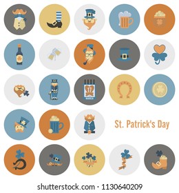 Saint Patricks Day Icon Set. Vector. Clean Work Minimum Points