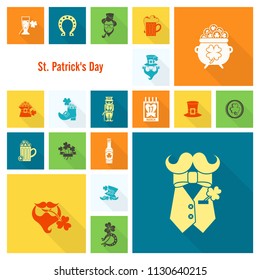 Saint Patricks Day Icon Set. Vector. Clean Work Minimum Points