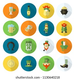Saint Patricks Day Icon Set. Vector. Clean Work Minimum Points