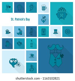 Saint Patricks Day Icon Set. Vector. Clean Work Minimum Points