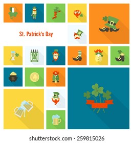 Saint Patricks Day Icon Set. Vector. Clean Work Minimum Points