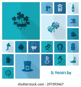 Saint Patricks Day Icon Set. Vector. Clean Work Minimum Points