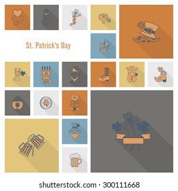 Saint Patricks Day Icon Set. Vector. Clean Work Minimum Points