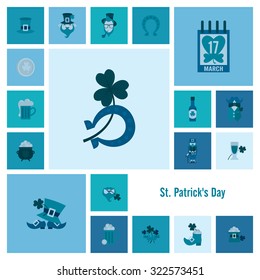 Saint Patricks Day Icon Set. Vector. Clean Work Minimum Points