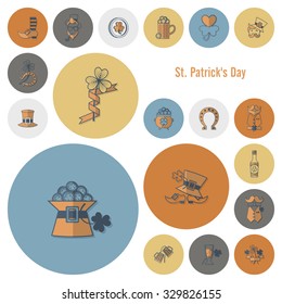Saint Patricks Day Icon Set. Vector. Clean Work Minimum Points