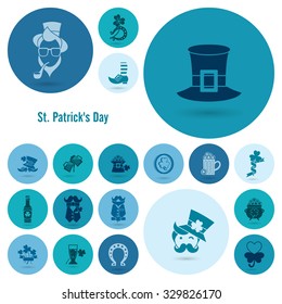 Saint Patricks Day Icon Set. Vector. Clean Work Minimum Points