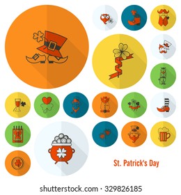 Saint Patricks Day Icon Set. Vector. Clean Work Minimum Points