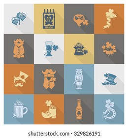 Saint Patricks Day Icon Set. Vector. Clean Work Minimum Points