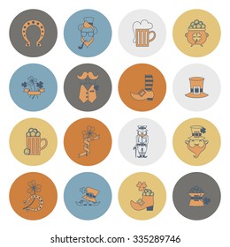 Saint Patricks Day Icon Set. Vector. Clean Work Minimum Points