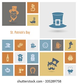 Saint Patricks Day Icon Set. Vector. Clean Work Minimum Points