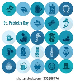 Saint Patricks Day Icon Set. Vector. Clean Work Minimum Points