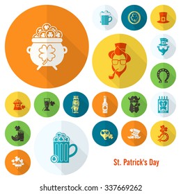 Saint Patricks Day Icon Set. Vector. Clean Work Minimum Points