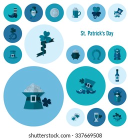 Saint Patricks Day Icon Set. Vector. Clean Work Minimum Points
