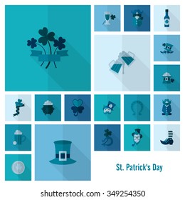 Saint Patricks Day Icon Set. Vector. Clean Work Minimum Points