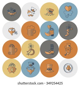 Saint Patricks Day Icon Set. Vector. Clean Work Minimum Points