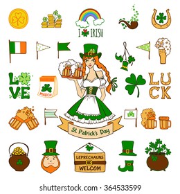 Saint Patrick's day icon set. Vector illustration