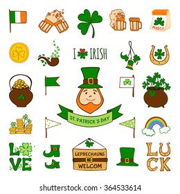 Saint Patrick's day icon set. Vector illustration