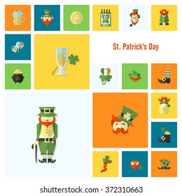 Saint Patricks Day Icon Set. Vector. Clean Work Minimum Points