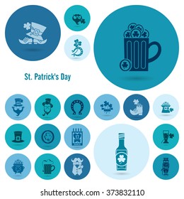 Saint Patricks Day Icon Set. Vector. Clean Work Minimum Points