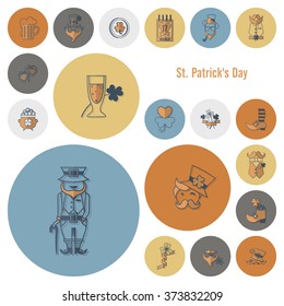 Saint Patricks Day Icon Set. Vector. Clean Work Minimum Points