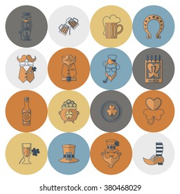 Saint Patricks Day Icon Set. Vector. Clean Work Minimum Points