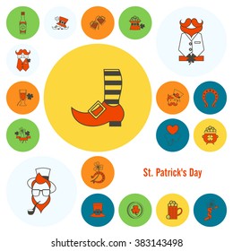 Saint Patricks Day Icon Set. Vector. Clean Work Minimum Points