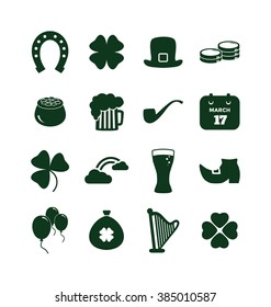 Saint Patrick's Day Icon Set - Sixteen Symbols of St Patrick's Day for Web and Print