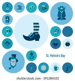 Saint Patricks Day Icon Set. Vector. Clean Work Minimum Points