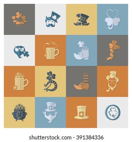 Saint Patricks Day Icon Set. Vector. Clean Work Minimum Points