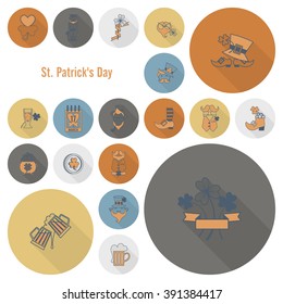 Saint Patricks Day Icon Set. Vector. Clean Work Minimum Points