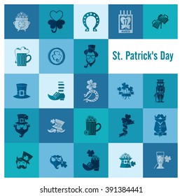 Saint Patricks Day Icon Set. Vector. Clean Work Minimum Points
