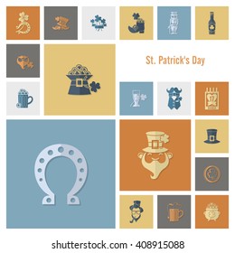 Saint Patricks Day Icon Set. Vector. Clean Work Minimum Points