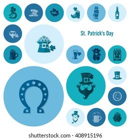 Saint Patricks Day Icon Set. Vector. Clean Work Minimum Points