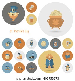 Saint Patricks Day Icon Set. Vector. Clean Work Minimum Points