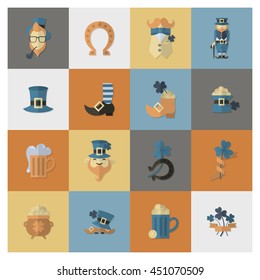 Saint Patricks Day Icon Set. Vector. Clean Work Minimum Points